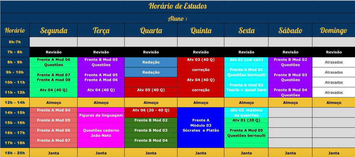 Cronograma de Estudos